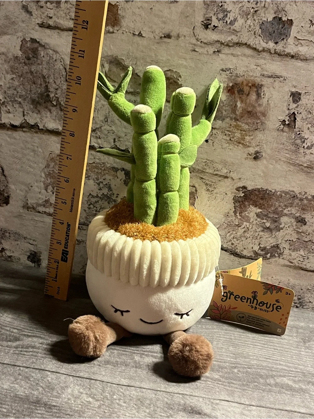 New!! Greenhouse by RUSS plush bamboo planter “Malia” cream pot
